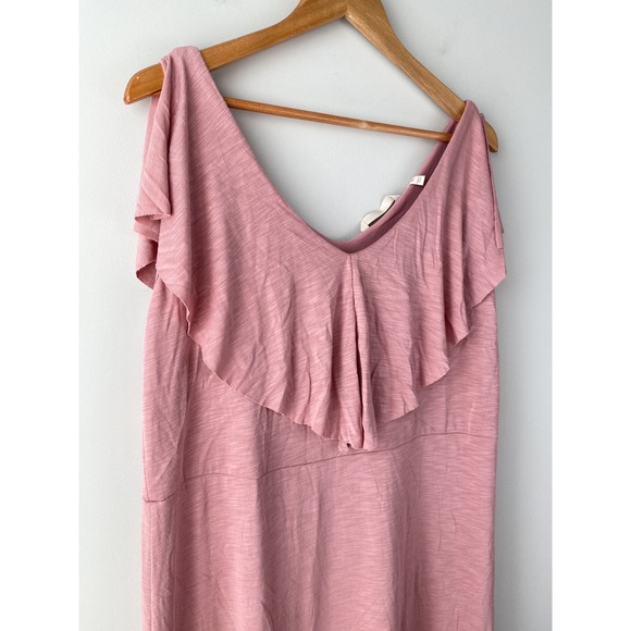 Soft‎ Surroundings Womens Rosanna Maxi Dress XL Rose Pink Sleeveless Ruffle Soft - Picture 4 of 11